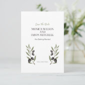 Ivoorbruiloftsuitnodiging met eenvoudige zwarte pr kaart (Staand voorkant)