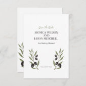 Ivoorbruiloftsuitnodiging met eenvoudige zwarte pr kaart (Voorkant / Achterkant)