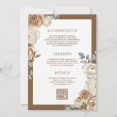 Ivoorbruin beige bloemengoud alles in één bruiloft kaart (Achterkant)