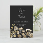 Ivoorbruine zwarte wilde bloem winter Save the Dat Kaart (Staand voorkant)