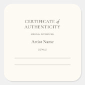 Ivoorcertificaat van echtheid voor Art Sticker (Voorkant)