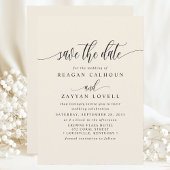 Ivoorcrème Elegante kalligrafie Bewaar de datum Save The Date