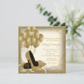Ivoorcrème en gouden glitter vrouwen verjaardagsfe kaart (Staand voorkant)