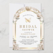 Ivoorcrème Floral Arch Butterfly Vrijgezellenfeest Kaart (Voorkant)