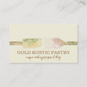 Ivoorgeel gebak eucalyptus leaf lepel visitekaartje (Voorkant)