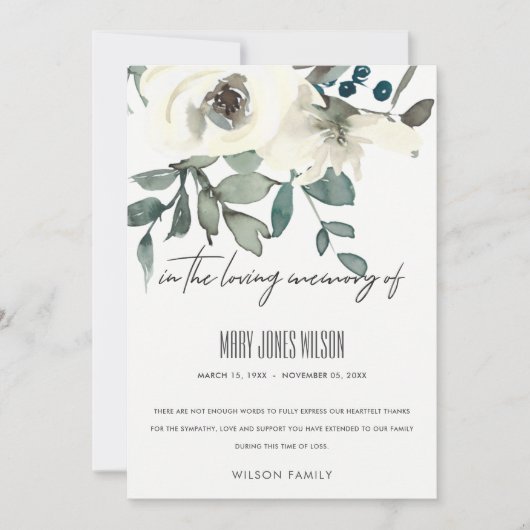 IVOORGESCHIEDENMEMORIAAL ROOS VAN IRIE WITTE GROEN BEDANKKAART (Voorkant)