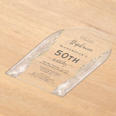 Ivoorgoud agaat 50ste verjaardag boog acryl uitnodigingen (Laagn)