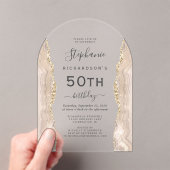 Ivoorgoud agaat 50ste verjaardag boog acryl uitnodigingen (Insitu (Draagbaar))