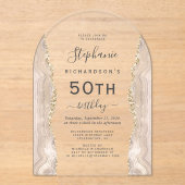 Ivoorgoud agaat 50ste verjaardag boog acryl uitnodigingen (Voorkant)