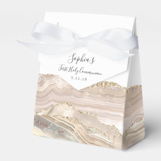 Ivoorgoud agaat script eerste communie bedankdoosjes (Voorkant Zijde)