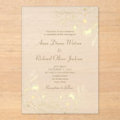 Ivoorgoud Bloemen Acryl bruiloft uitnodiging (Voorkant)