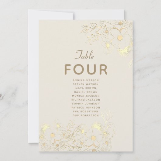 Ivoorgoud Bloemen Trouwstoel Kaart (Achterkant)