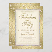 Ivoorgoud Fabulous 50 Verjaardag Uitnodiging (Voorkant / Achterkant)