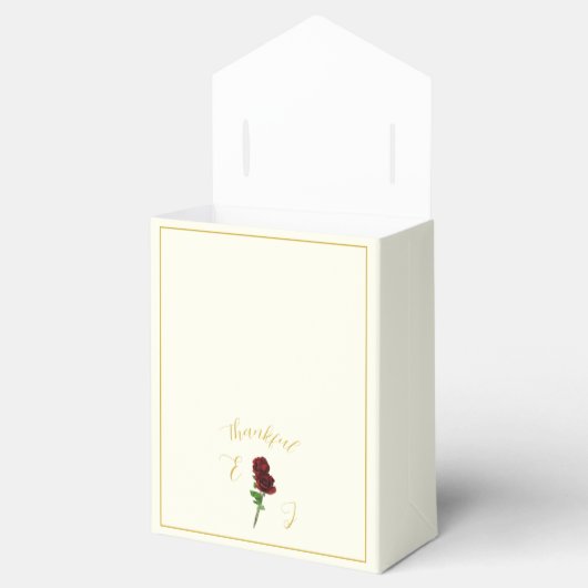Ivoorgoud Roos bruiloft Bedankdoosjes (Geopend)