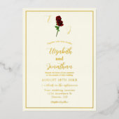 Ivoorgoud Roos bruiloft Folie Uitnodiging (Voorkant)