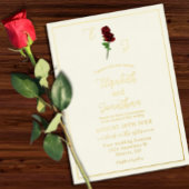 Ivoorgoud Roos bruiloft Folie Uitnodiging
