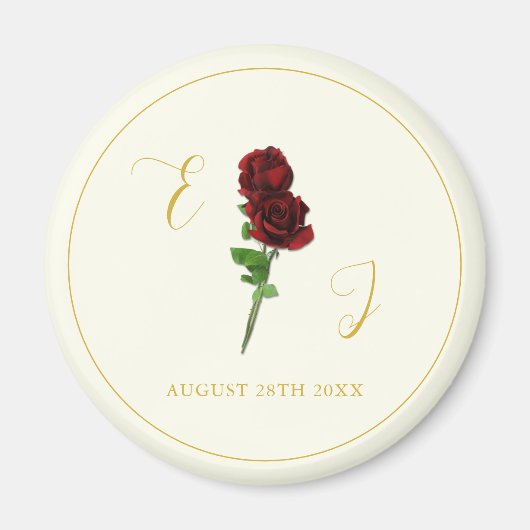 Ivoorgoud Roos bruiloft Magneet (Voorkant)