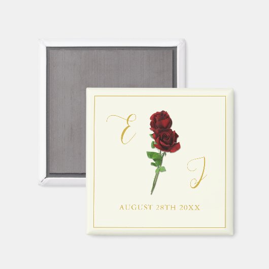 Ivoorgoud Roos bruiloft Magneet (Voorkant / Achterkant)
