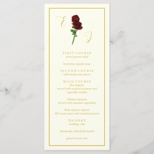 Ivoorgoud Roos bruiloft Menu (Voorkant)