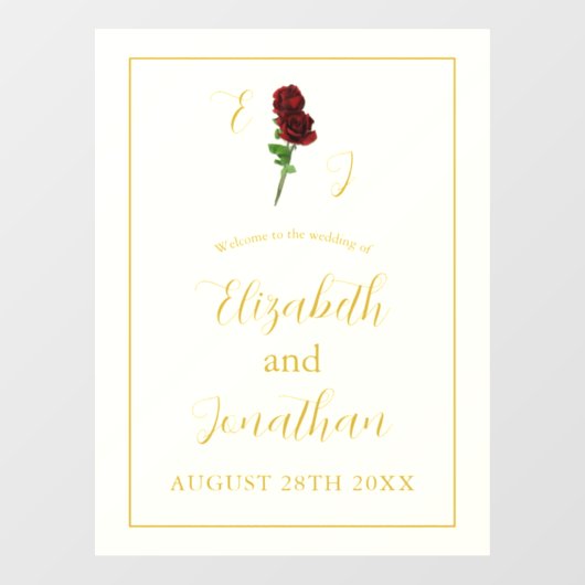 Ivoorgoud Roos bruiloft Raamsticker (Vel)