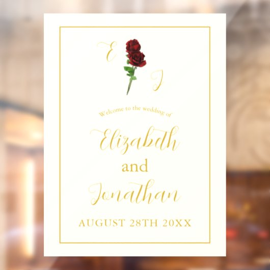 Ivoorgoud Roos bruiloft Raamsticker (Vel 2)