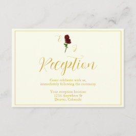 Ivoorgoud Roos bruiloft receptie Informatiekaartje