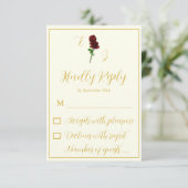 Ivoorgoud Roos bruiloft RSVP Kaartje (Staand voorkant)