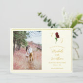 Ivoorgoud Roos bruiloft Save The Date (Staand voorkant)