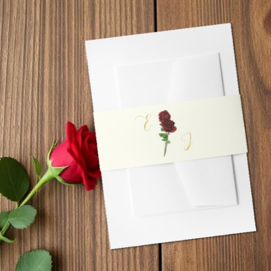 Ivoorgoud Roos bruiloft Uitnodigingen Wikkel