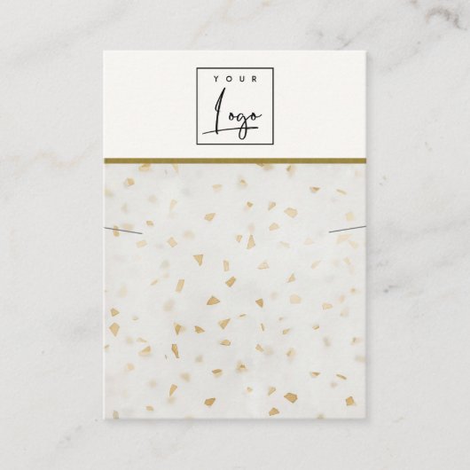 Ivoorgoud Terrazzo Marmeren Textuur Ketting Logo Visitekaartje (Voorkant)