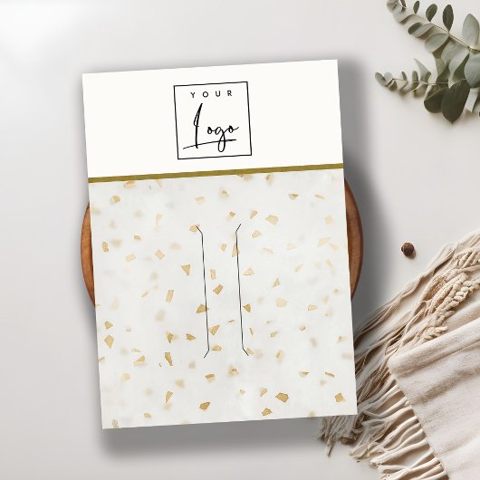 Ivoorgoud Terrazzo Textuur Hairpin Display Logo Visitekaartje
