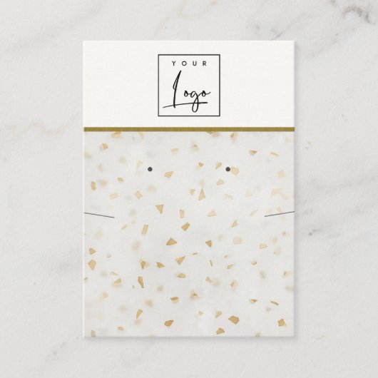Ivoorgoud Terrazzo Textuur Ketting Oorbel Logo Visitekaartje (Voorkant)