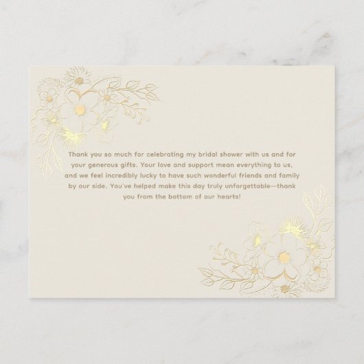 Ivoorgouden bloemenbruid bedankkaart uitnodiging briefkaart (Achterkant)