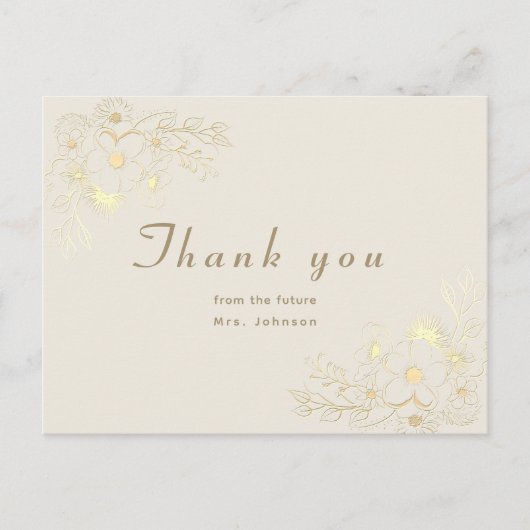 Ivoorgouden bloemenbruid bedankkaart uitnodiging briefkaart (Voorkant)