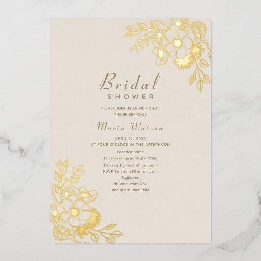 ivoorgouden Vrijgezellenfeest Folie Uitnodiging (Voorkant)