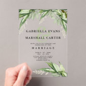Ivoorgroen gebladerte bloemenampers en bruiloft acryl uitnodigingen (Insitu (Draagbaar))