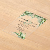 Ivoorgroen gebladerte bloemenampers en bruiloft acryl uitnodigingen (Laagn)