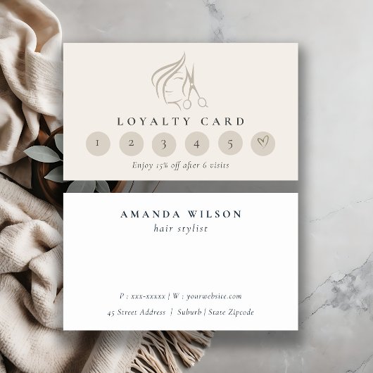 Ivoorhaar stylist Scissor 6 Punch Loyaliteit Visitekaartje