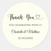 Ivoorhart dank jullie bruiloft ronde sticker (Voorkant)