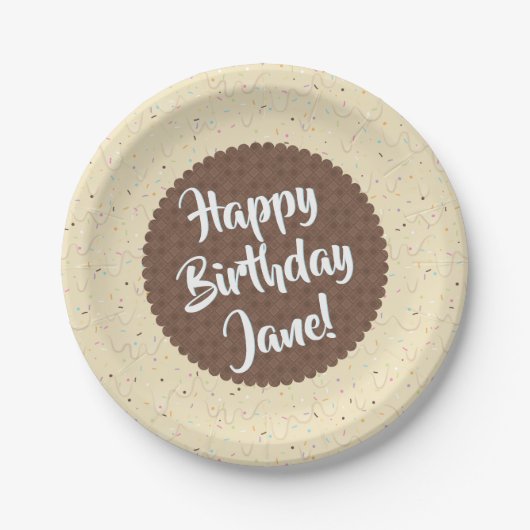 Ivoorijs verjaardag papieren bordje (Voorkant)
