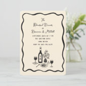 Ivoorinkt grillig Wavy Border repetitie diner Kaart (Staand voorkant)