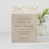 Ivoorkant en Burlap bruiloft uitnodiging (Staand voorkant)