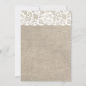 Ivoorkant en Burlap bruiloft uitnodiging (Achterkant)