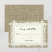 Ivoorkant en Burlap Country Romance Reageer RSVP Kaartje (Voorkant / Achterkant)