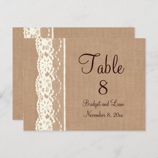  Ivoorkant & Medium Burlap Tafelnummer (Voorkant / Achterkant)