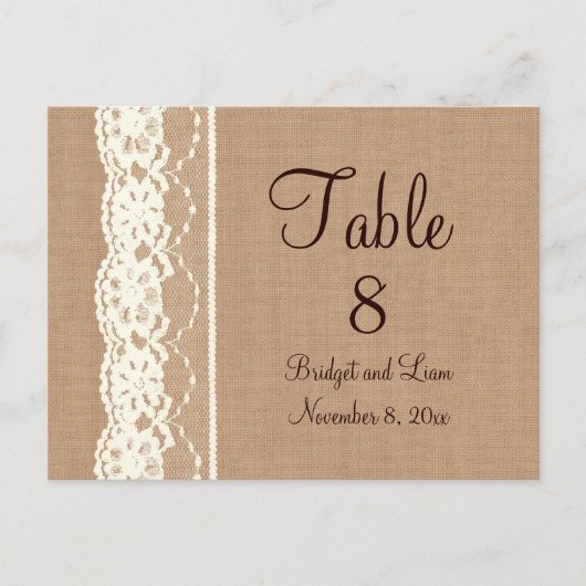  Ivoorkant & Medium Burlap Tafelnummer (Voorkant)