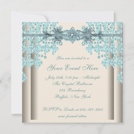 Ivoorkleurig Blauwgroen Blauw Diamant Zwart Stropd Kaart (Achterkant)