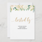 Ivoorkleurig bloemgoud glitter cream boho vrijgeze kaart (Achterkant)