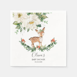Ivoorkleurig Floral Deer Fawn Baby shower Girl Ser Servet
