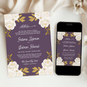 Ivoorkleurig Floral Gold Dusty Paarse Muslim Weddi Kaart